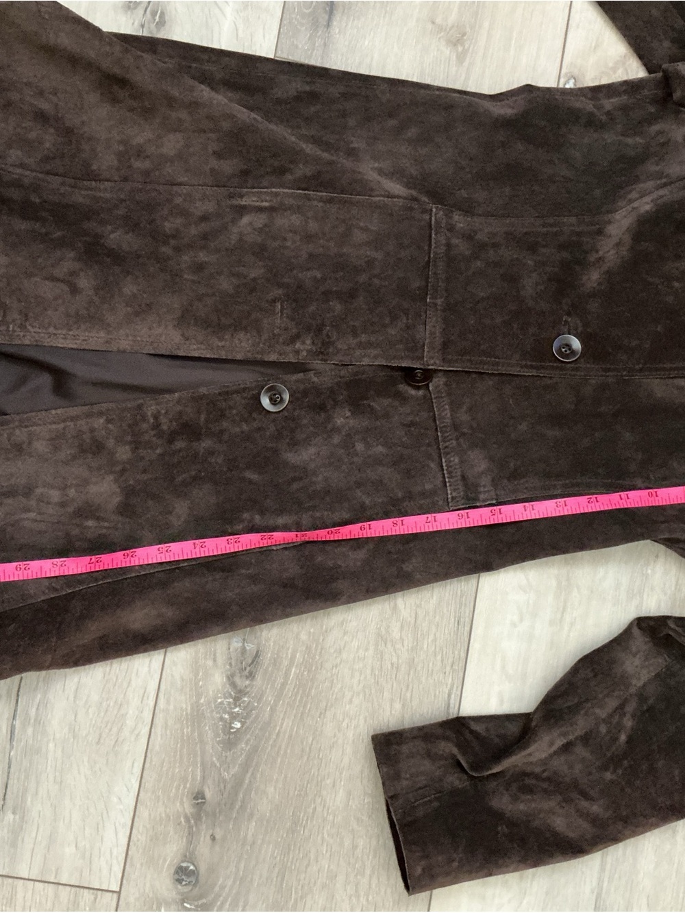 Women's Dark Brown Suede Button-Front Leather Jacket - Picture 8 of 10